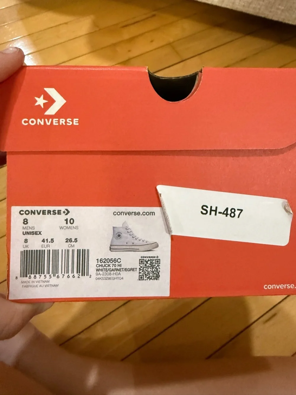 Converse White High-Top Sneakers with Red Trim - Picture 3 of 3